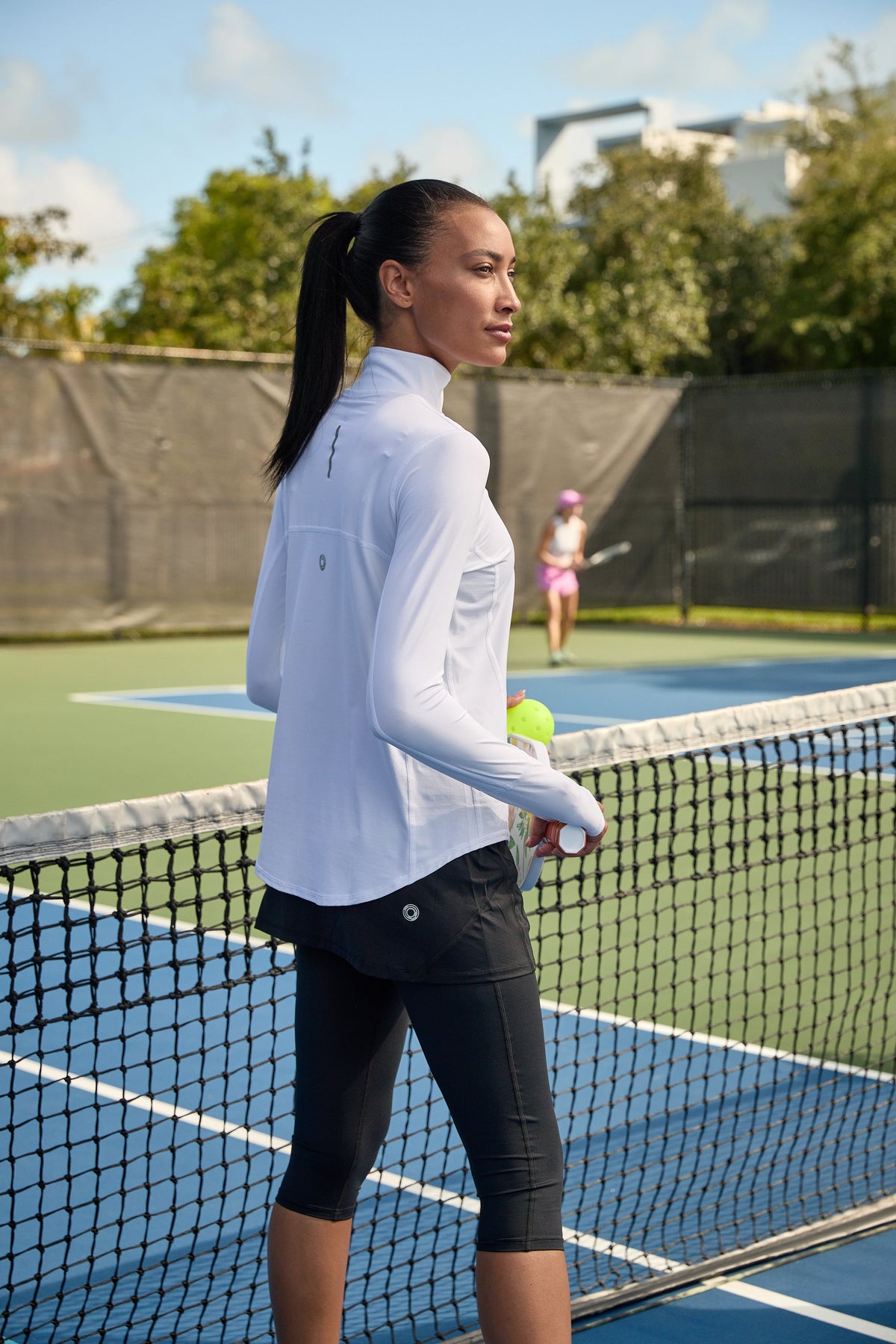 Bloq UV Women's Long Sleeved Relaxed Fit Solid Mock Neck Golf Sun Protection Shirt-White