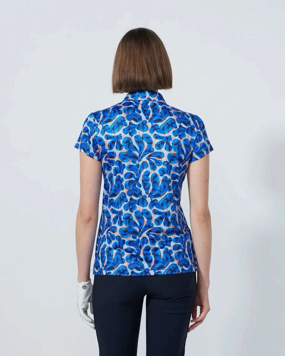 Daily Sports Sheermotion Cap Sleeve Polo Shirt-Organic Illusion Print