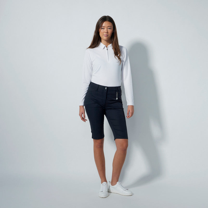 Daily Sports Basic Women's Solid Lyric Stretch Bermuda Shorts-White, Black, Tan, or Navy