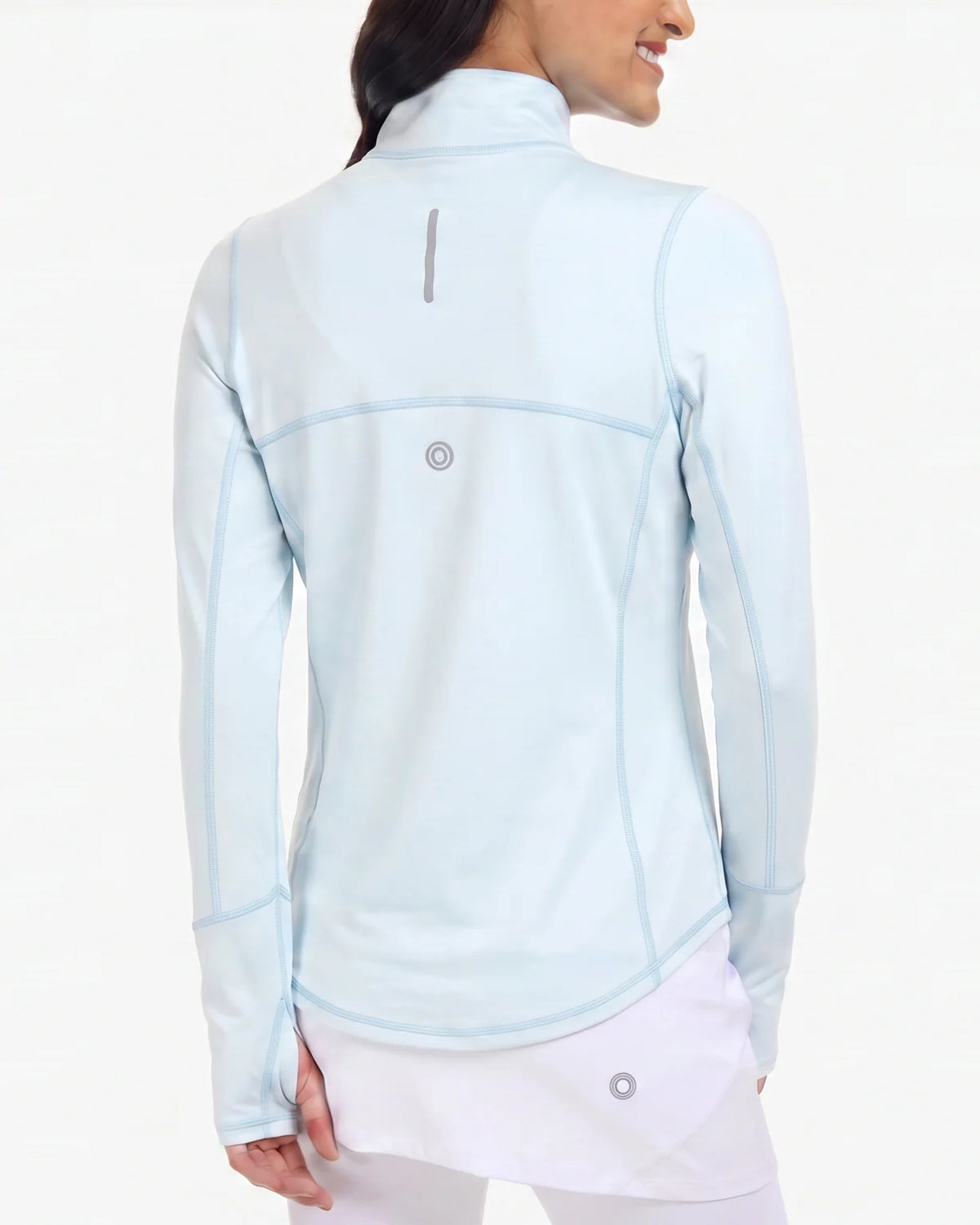 Bloq UV Women's Long Sleeved Relaxed Fit Solid Mock Neck Golf Sun Protection Shirt-Ice