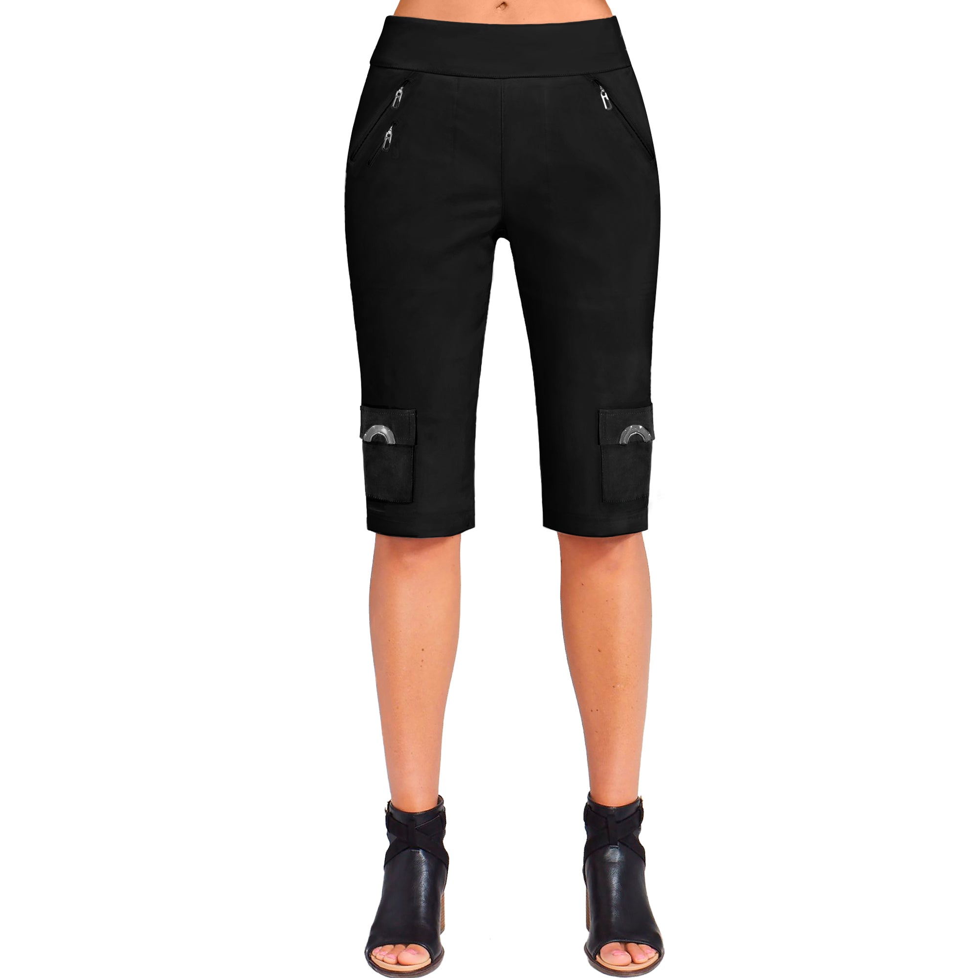 Jamie Sadock Basic Collection: NEW Basic Women's Skinnylicious Pull on 24.5" Knee Short-Black