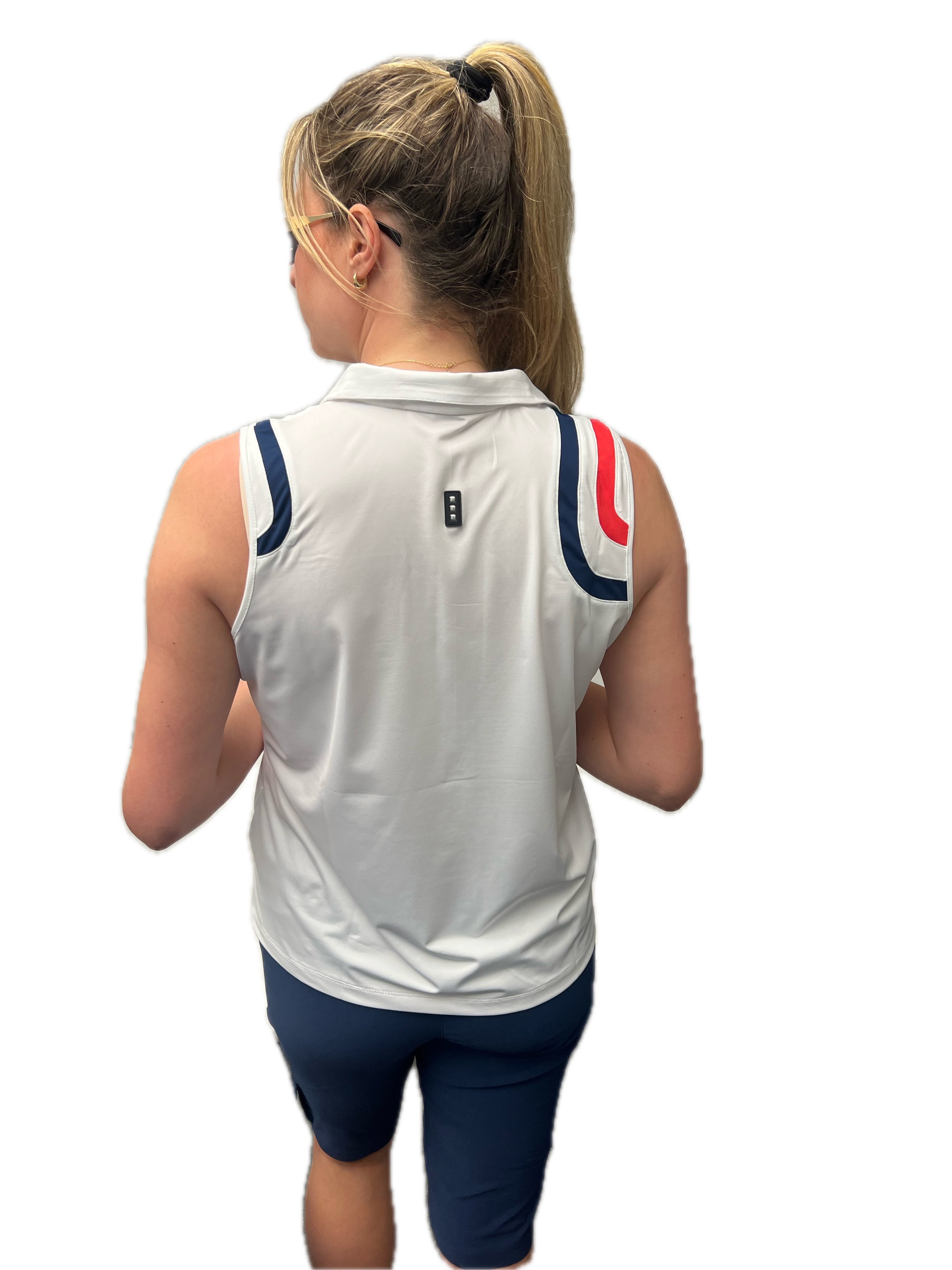 Jamie Sadock Spirit Basic Collection: Women's Sleeveless Shirt-Navy Insert Shirt
