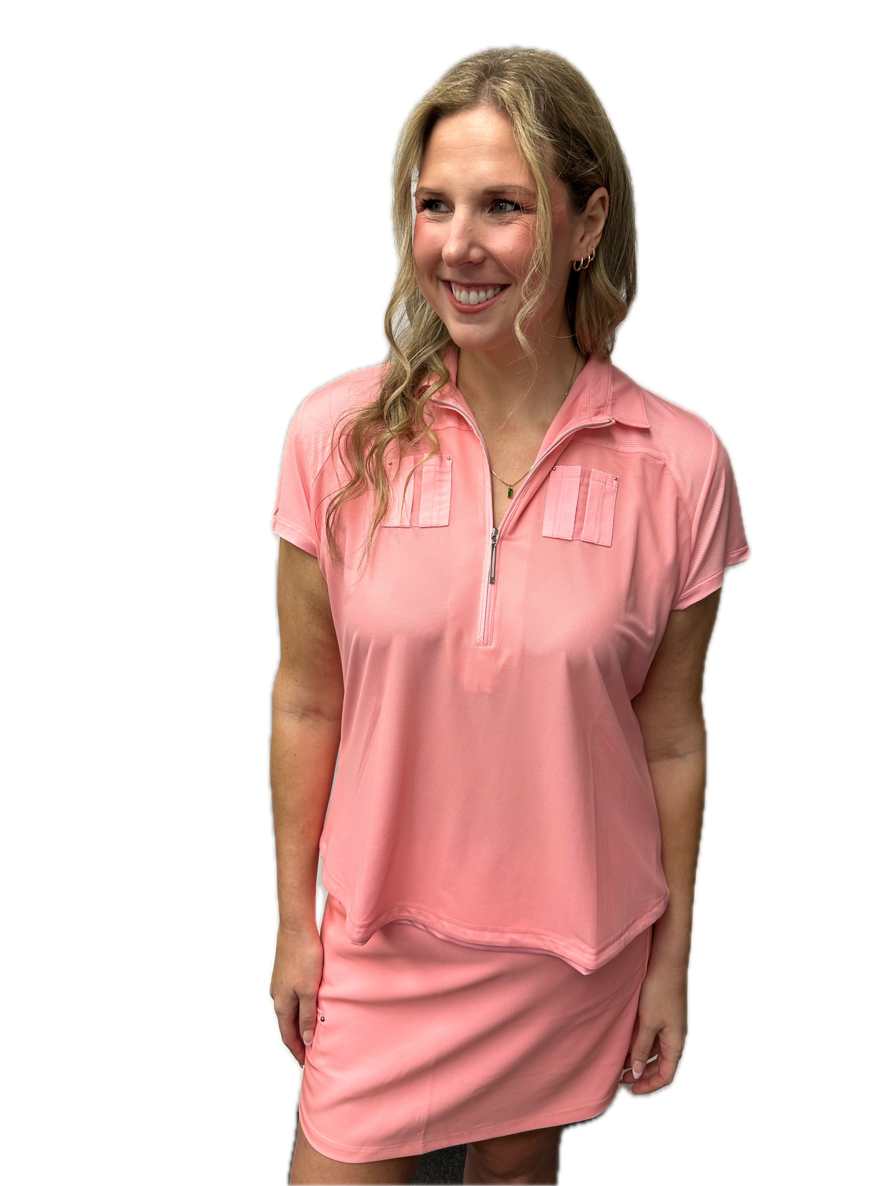 Jamie Sadock Shell Collection: Mesh Short Sleeved Shirt-Shell