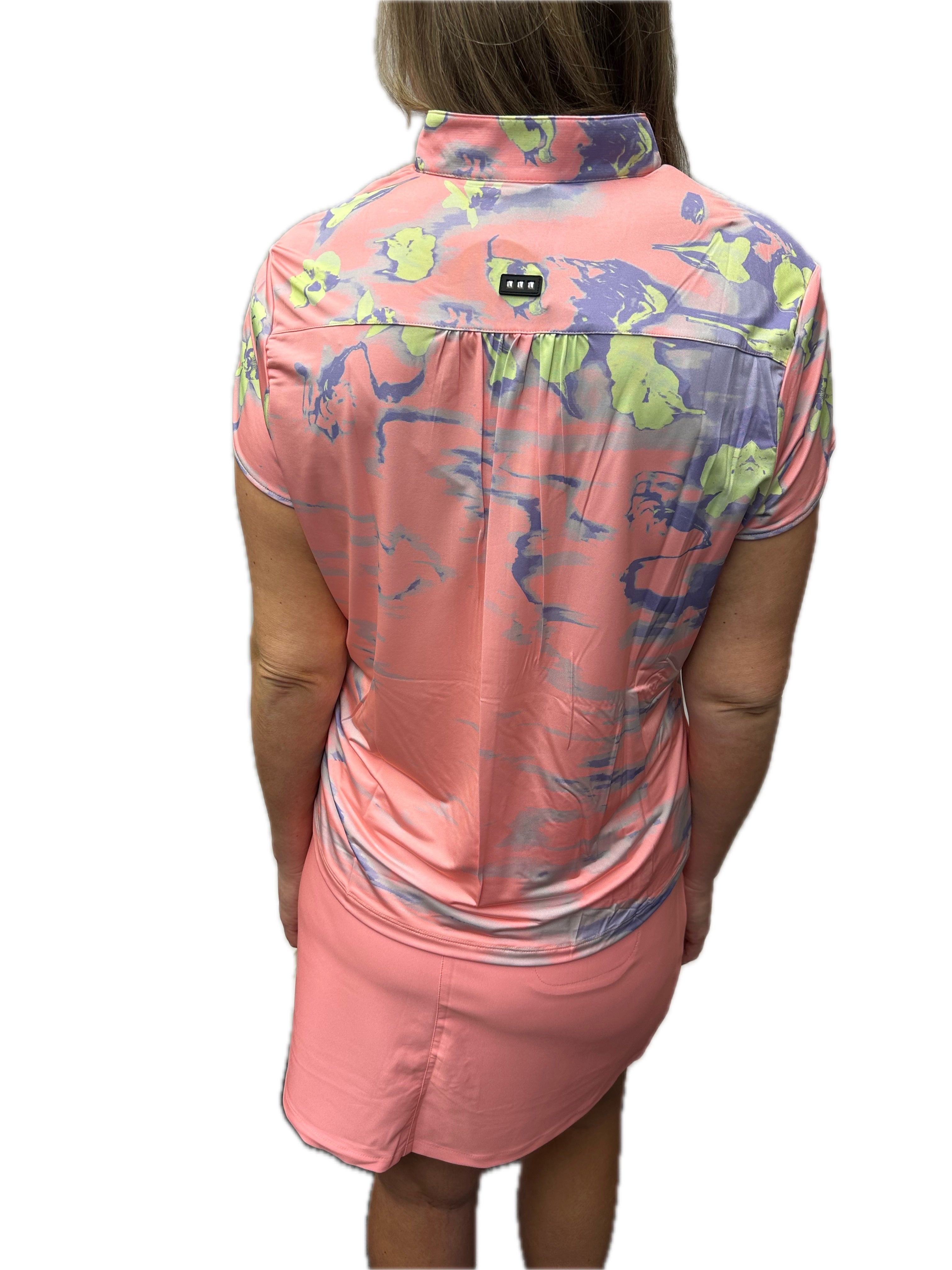Jamie Sadock Shell Collection: Oasis Print Short Sleeved Shirt