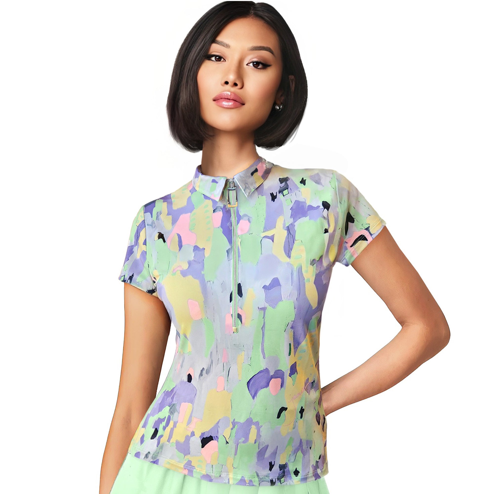 Jamie Sadock Creme De Mint Collection: Women's Short Sleeved Shibuya Shirt