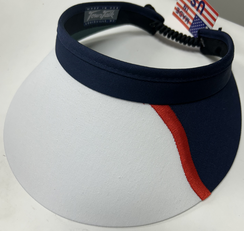 Town Talk 4" Coil Back Three Tone Visors-White/Navy/Red