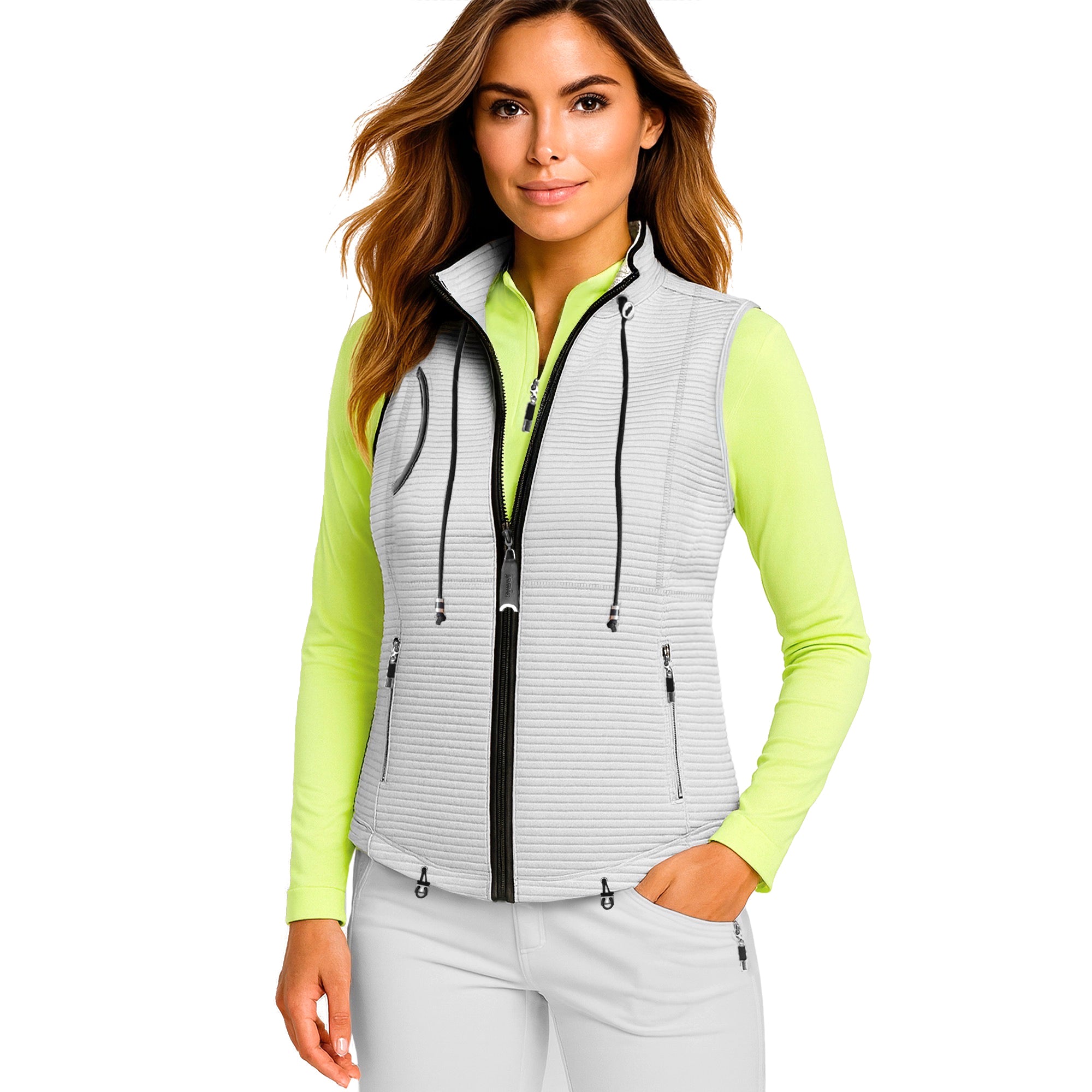 Jamie Sadock Black and White Oyster Ribbed Vest-Collection: Oyster/Black