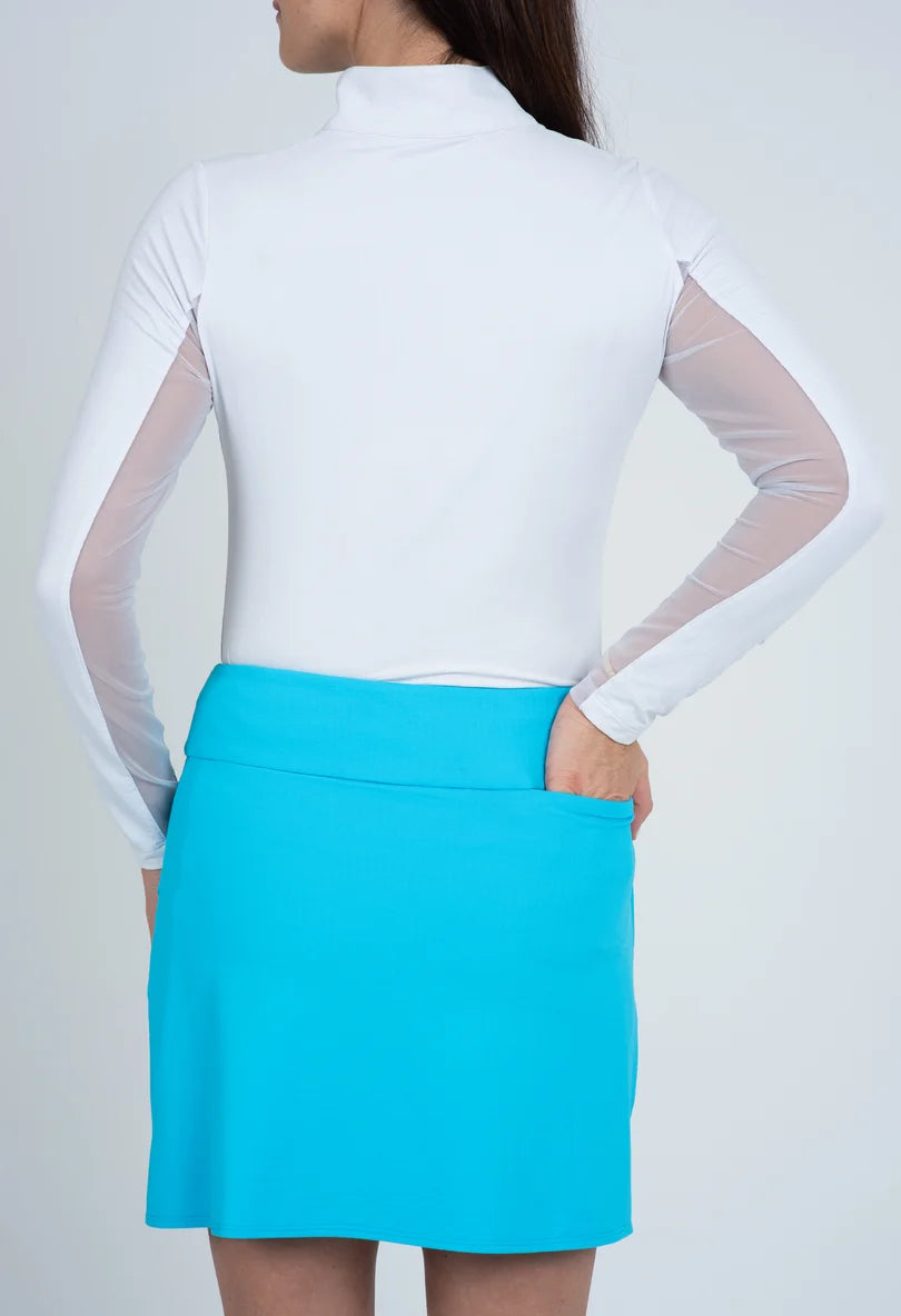 IBKUL Women's 17" Pull On Knit Layered Solid Skort-Turquoise