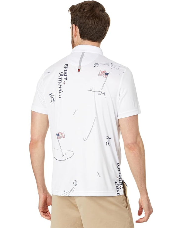 Jamie Sadock Spirit Mens Golf Print Golf Shirt-White All Over Flag Print