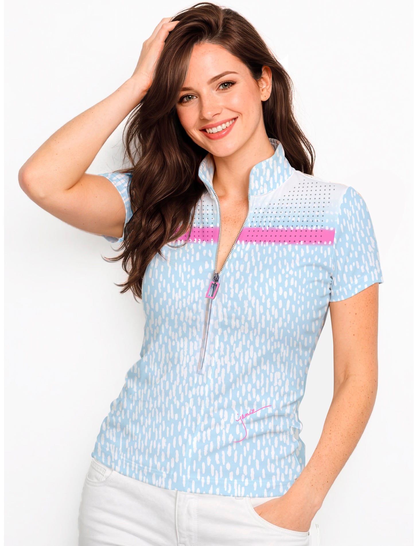 Jamie Sadock Blue Lotus Collection: Graze Print Short Sleeved Shirt