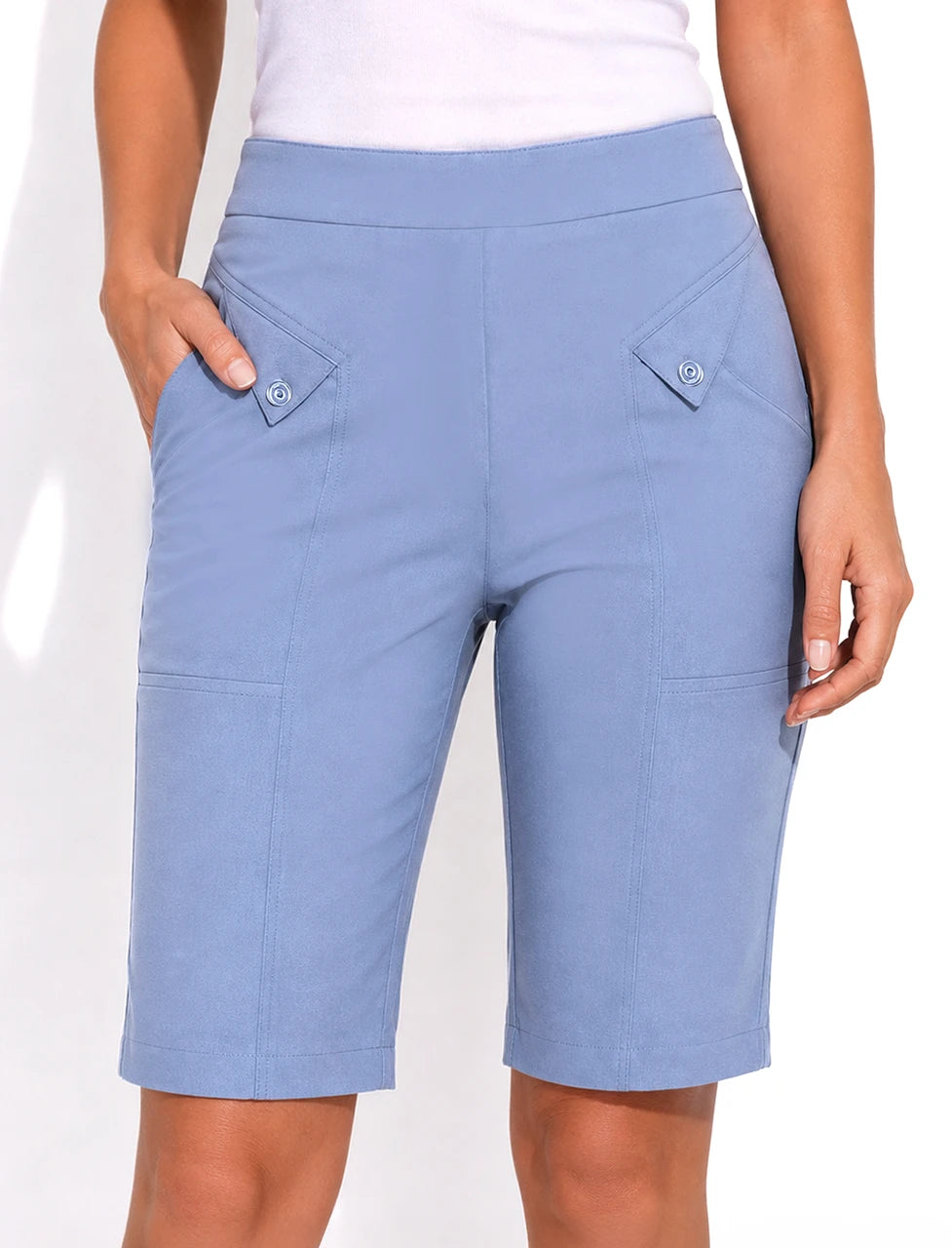 Jamie Sadock Sky NEW Basic Women's Elegante Lightweight Pull On 24.5" Knee Short-Sky