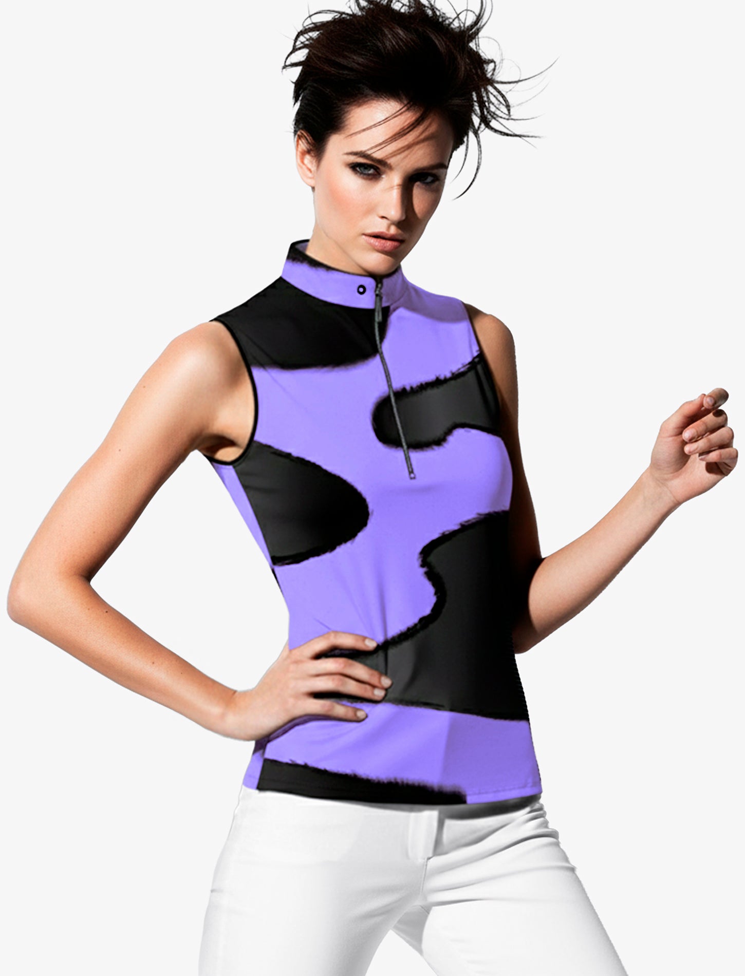 Jamie Sadock Orchid Swerve Print Sleeveless Shirt