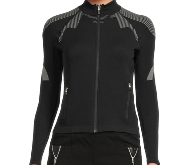 Jamie Sadock Women's Full Zip Hi-Low Sweater-Black The Ladies Pro Shop
