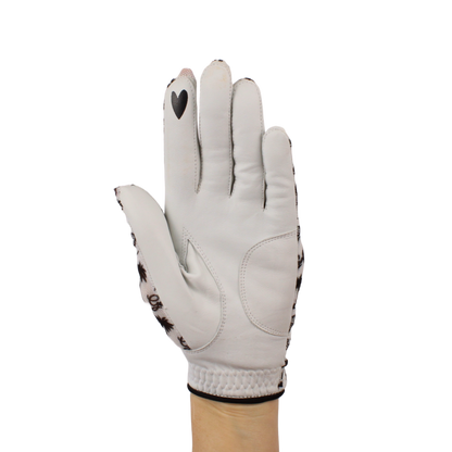 BOG Golf Glove Printed Lycra and Leather palm with Matching Ballmarker-Black Birdie