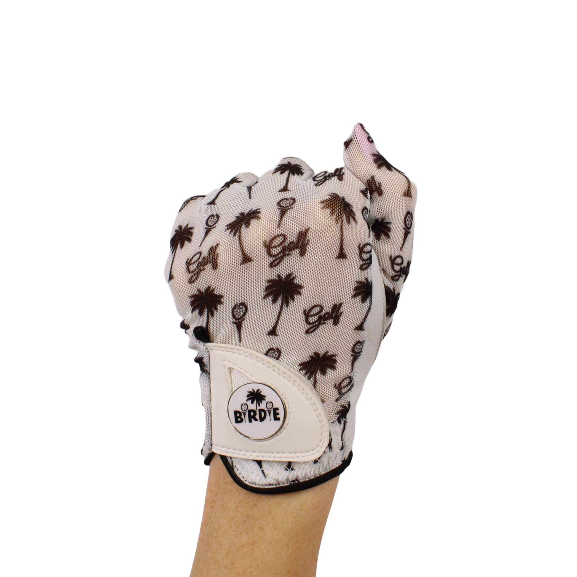 BOG Golf Glove Printed Lycra and Leather palm with Matching Ballmarker-Black Birdie