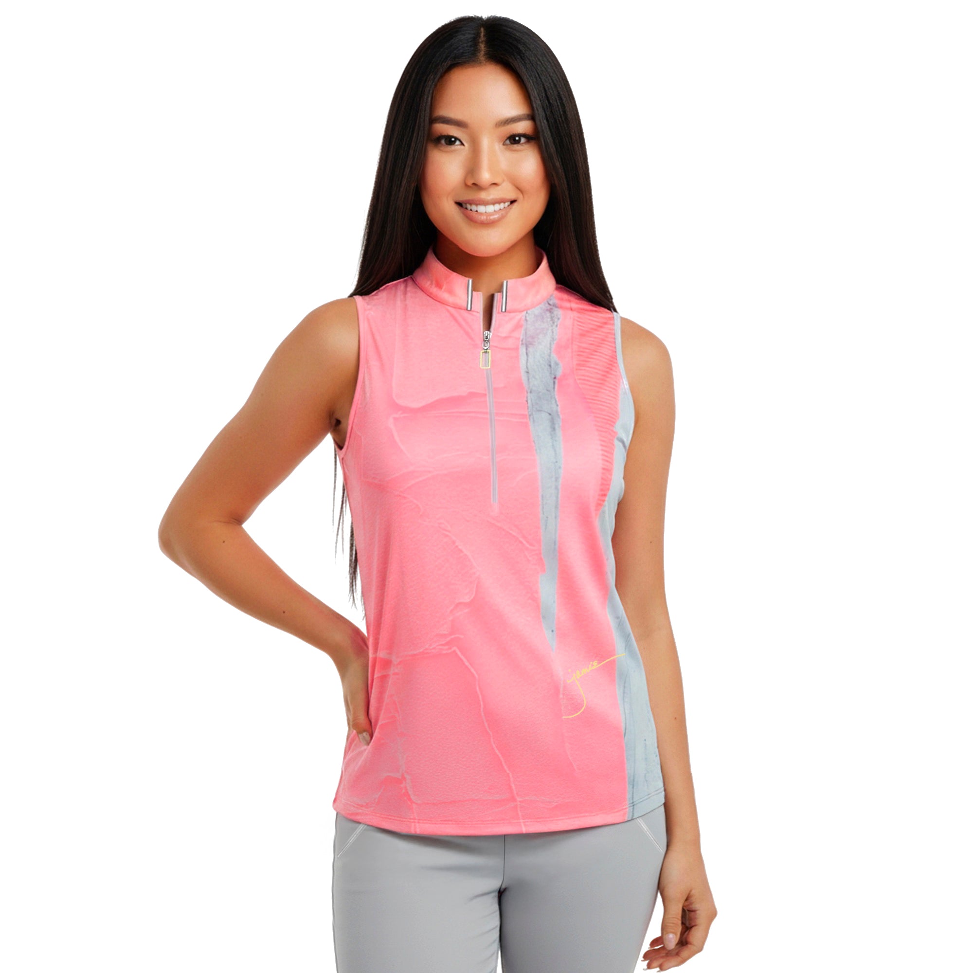 Jamie Sadock Azalea Collection: Canvas Mache Print Sleeveless Shirt