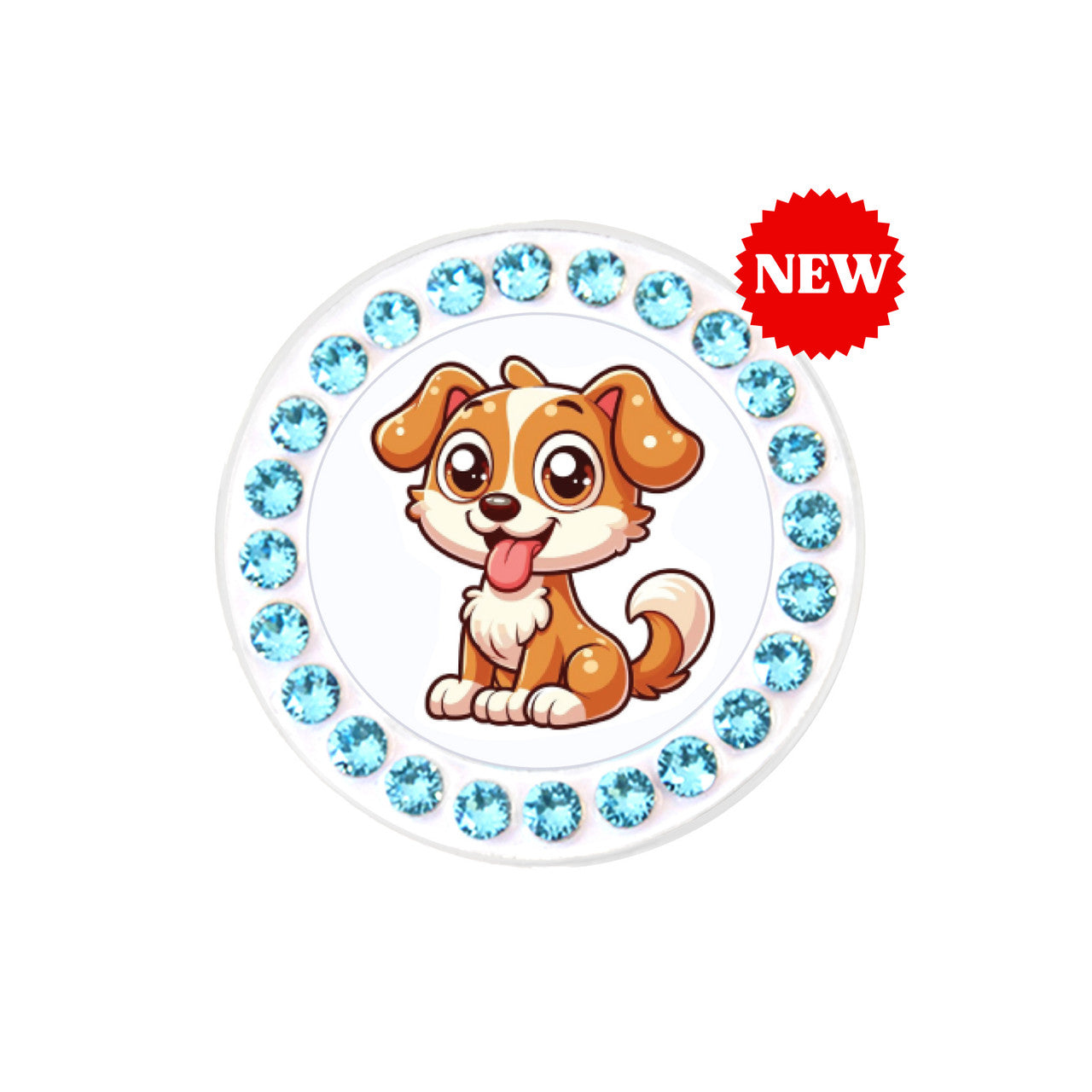 Navika-Puppy Teal Sparkly Ballmarker and clip set