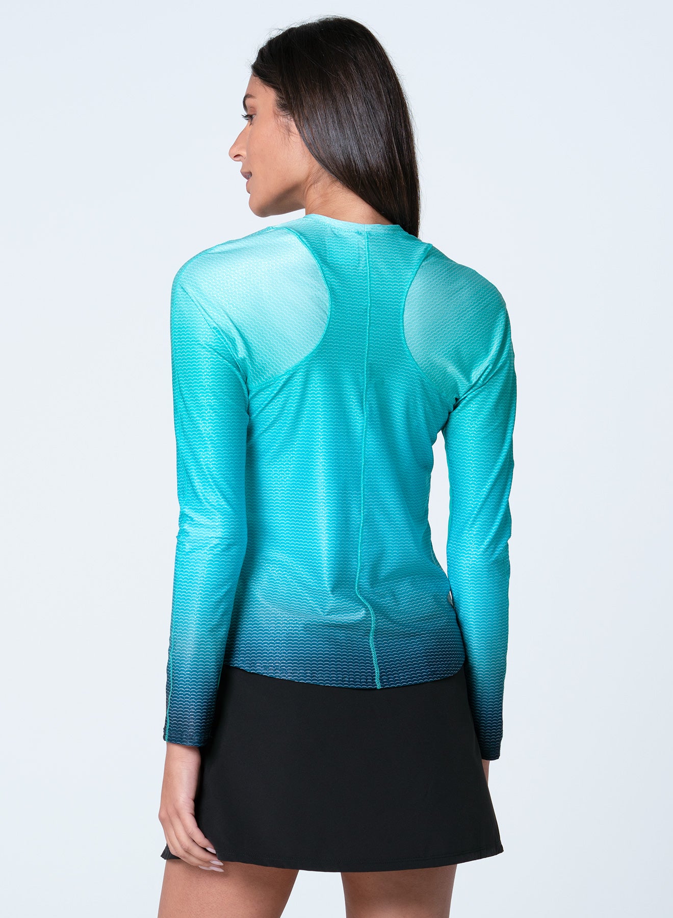 Lucky in Love Eyelet You Win Long Sleeve Shirt-Aquamarine