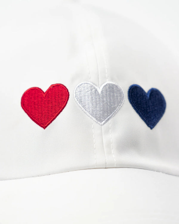 VimHue Women's Lightweight Fit Caps with Pony Opening-Sun Goddess Style-White USA Hearts