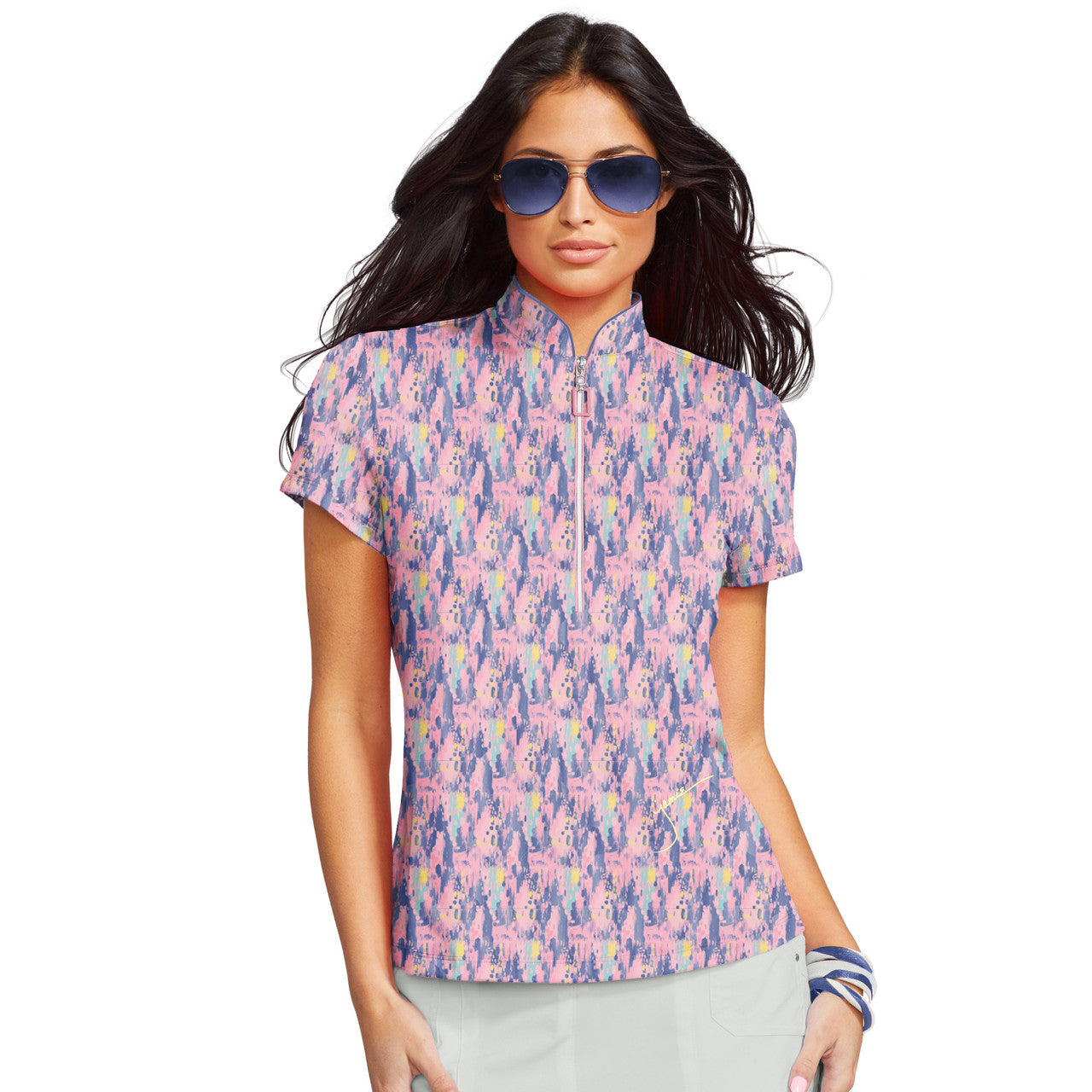 Jamie Sadock Valentine Printed Fingerpaint Short Sleeve Collection: Valentine/Slate