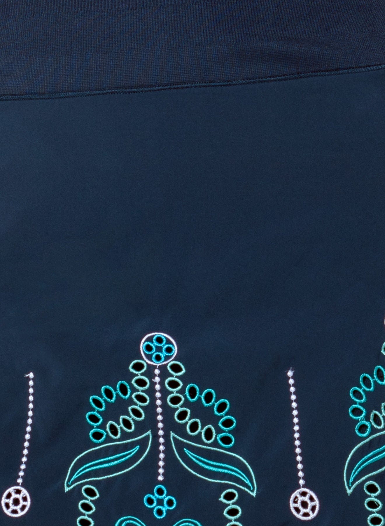 Lucky in Love Eyelet You Win 16" Skort-Midnight with Aqua/White Embroidery