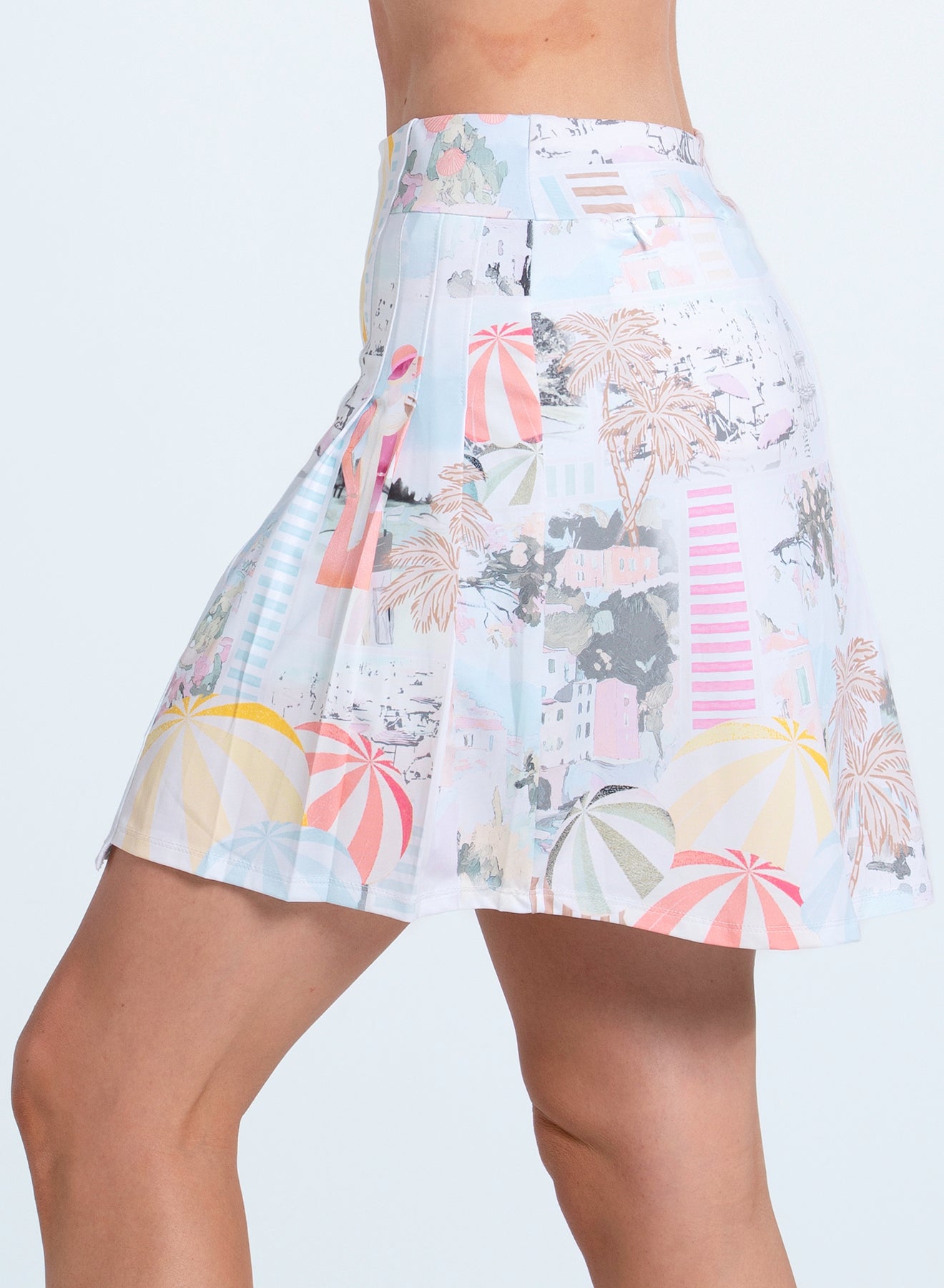 Lucky in Riviera Breeze 17.5" Pleated Print Skort-Conversational Print
