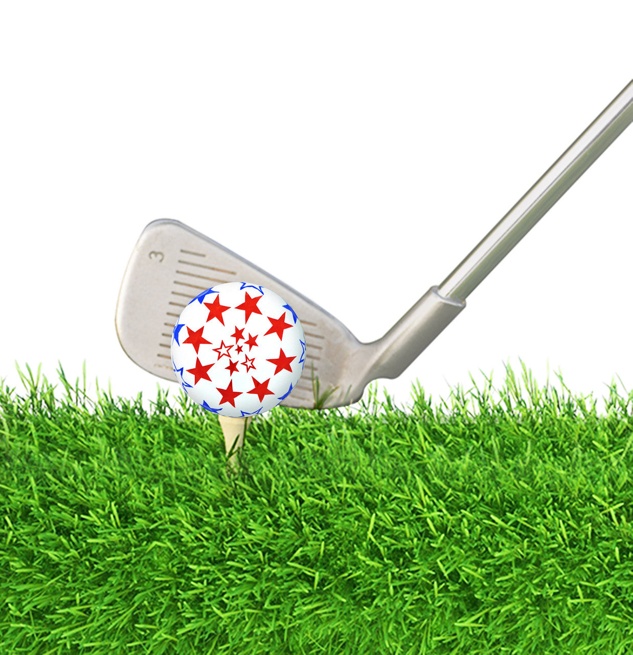 Navika Assorted Red/Blue Stars Printed Golf Balls-3 pack