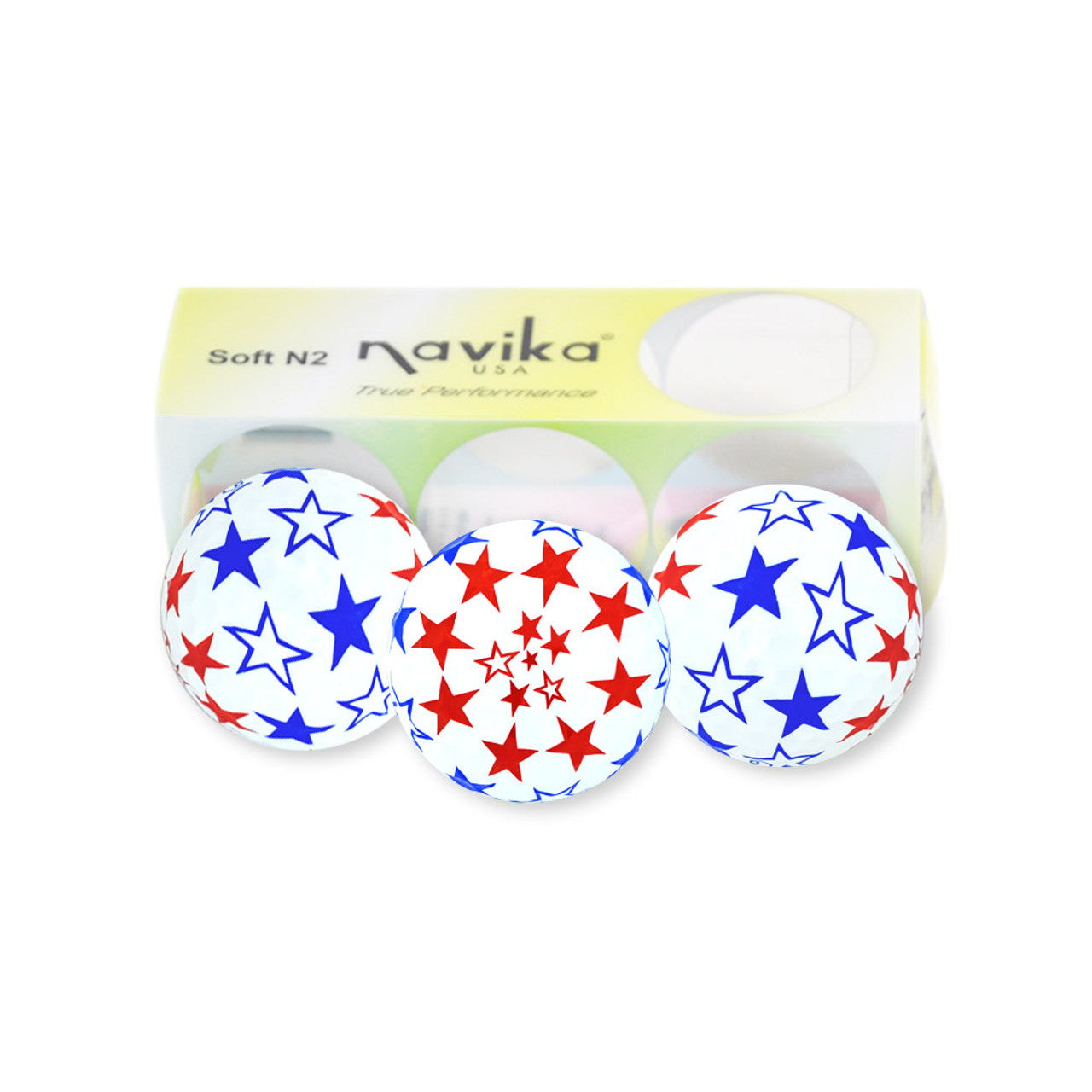 Navika Assorted Red/Blue Stars Printed Golf Balls-3 pack