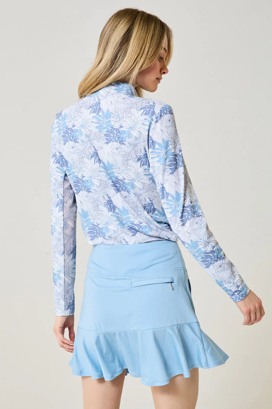 GG Blue Crystal Blue Georgia Ice Long Sleeve Shirt-Artic Palm Print