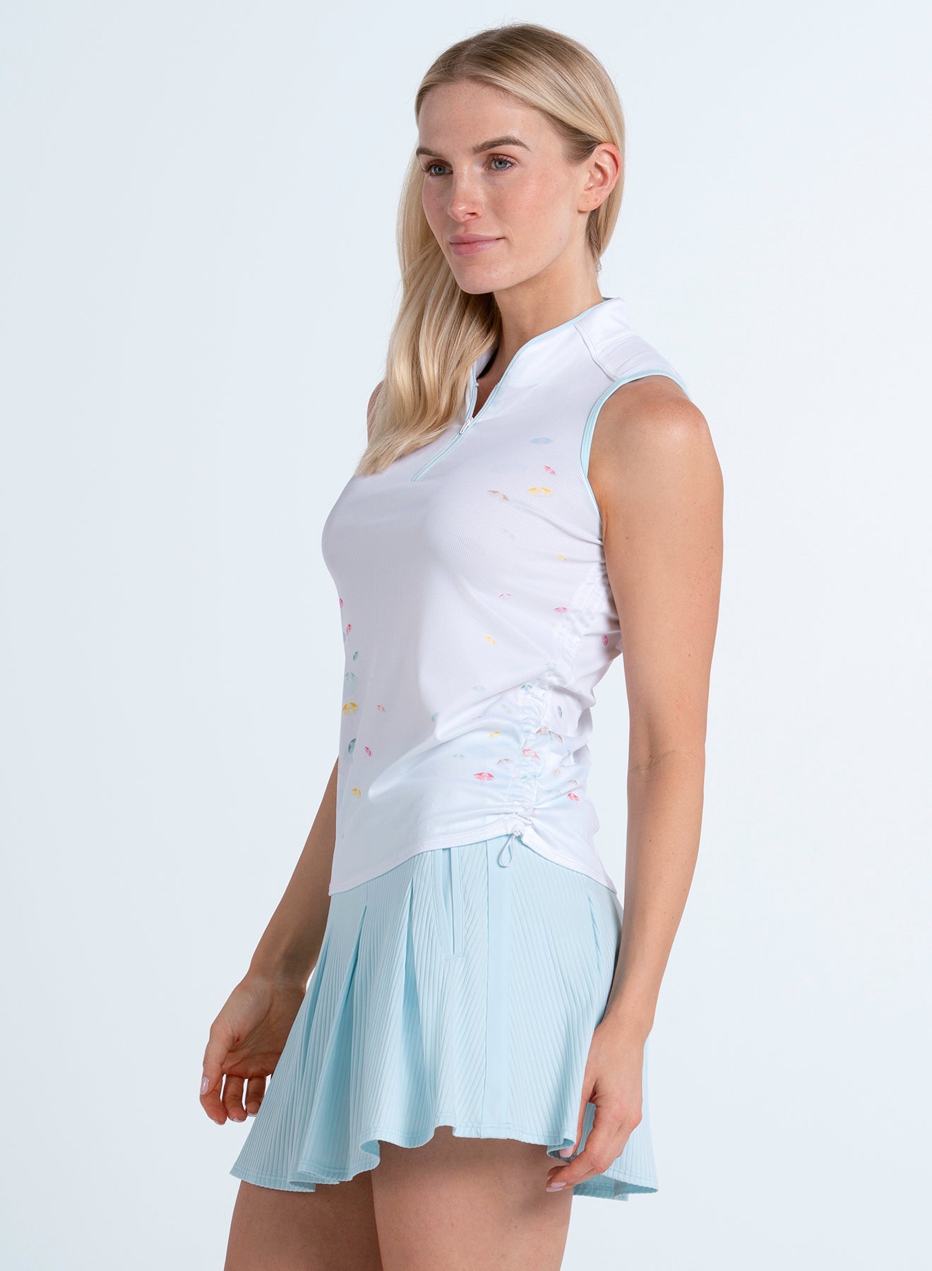 Lucky in Riviera Breeze Conversational Print Sleeveless Shirt