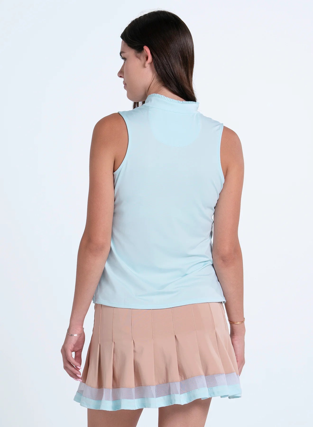 Lucky in Riviera Breeze Pleated Placket Sleeveless Shirt-Wave