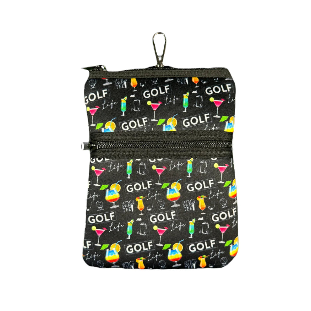 BOG Women's Printed Double Zip Clip On Pouch-Golfaholic Print