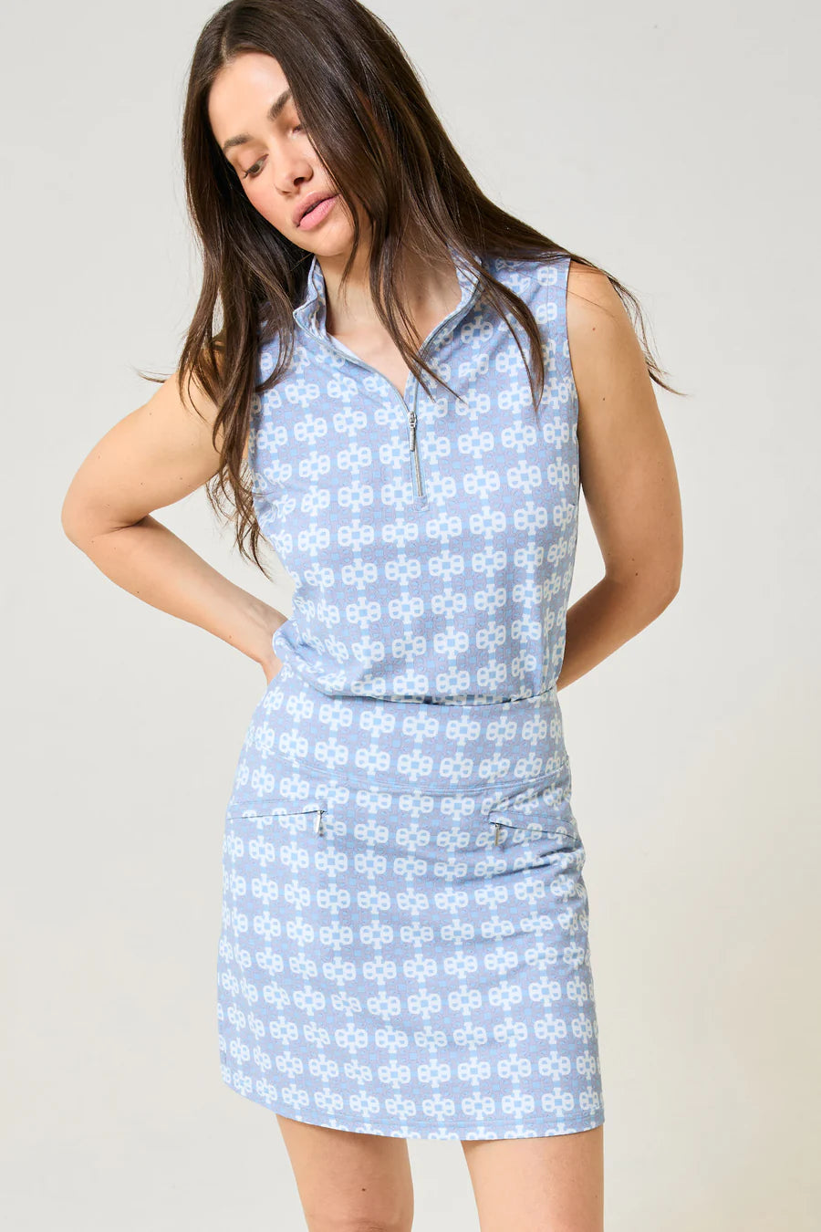 GG Blue Crystal Blue Tess Ice Sleeveless Shirt-Frozen Links Print