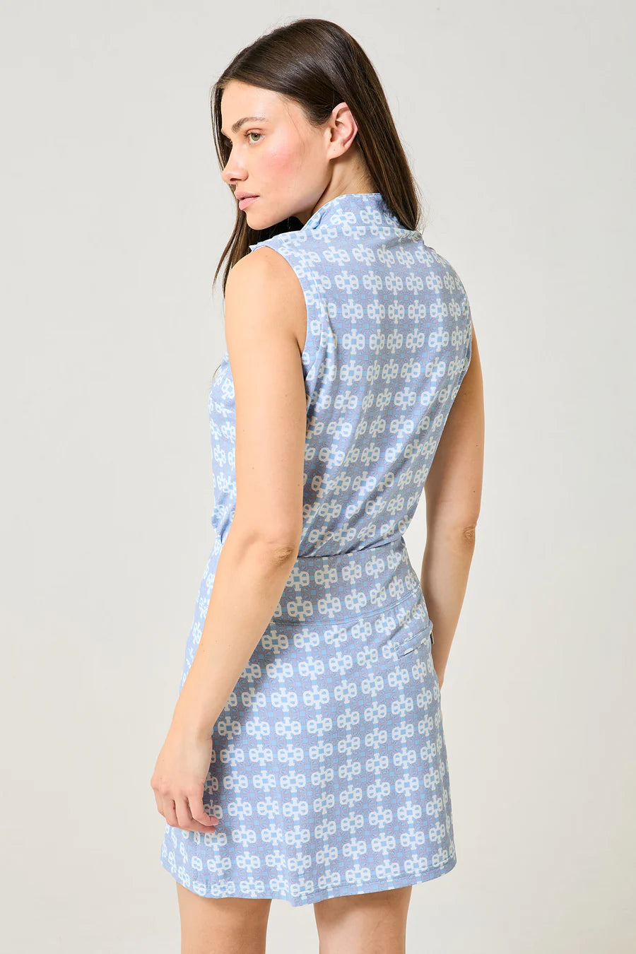 GG Blue Crystal Blue Tess Ice Sleeveless Shirt-Frozen Links Print