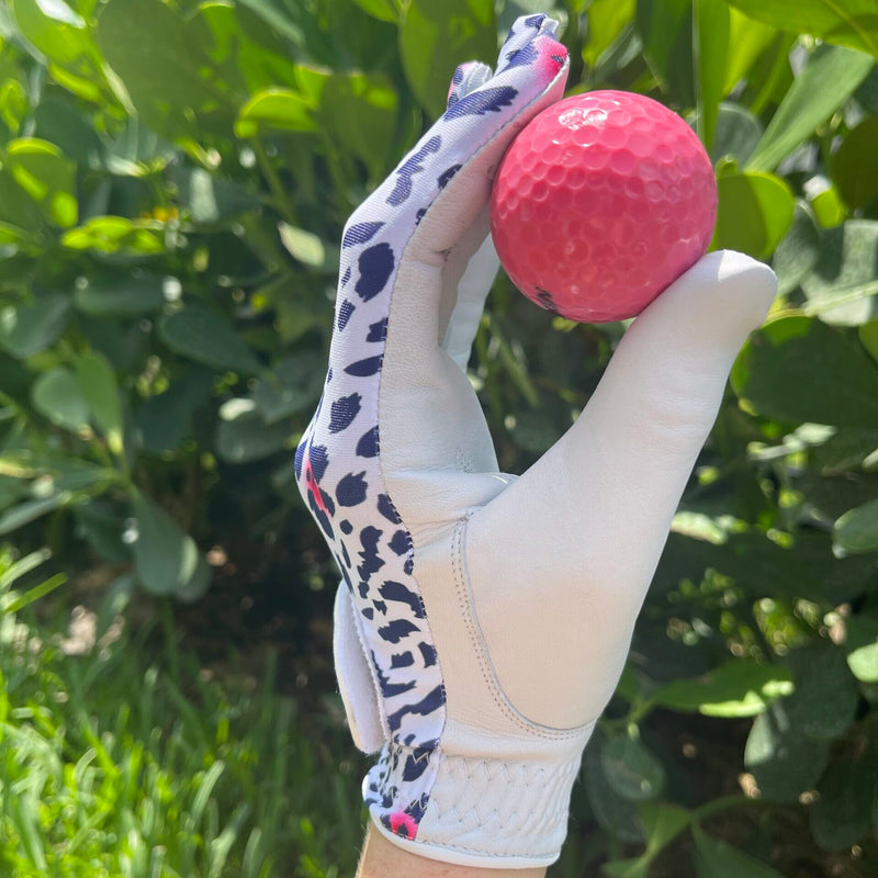 Golf Glove Printed Lycra and Leather palm with Matching Ballmarker-Animal Print