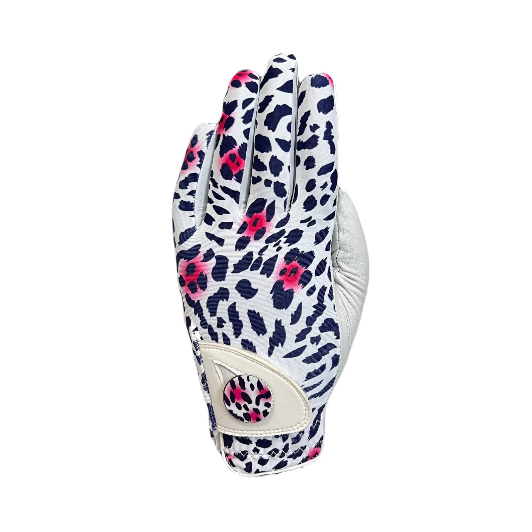 BOG Golf Glove Printed Lycra and Leather palm with Matching Ballmarker-Animal Print