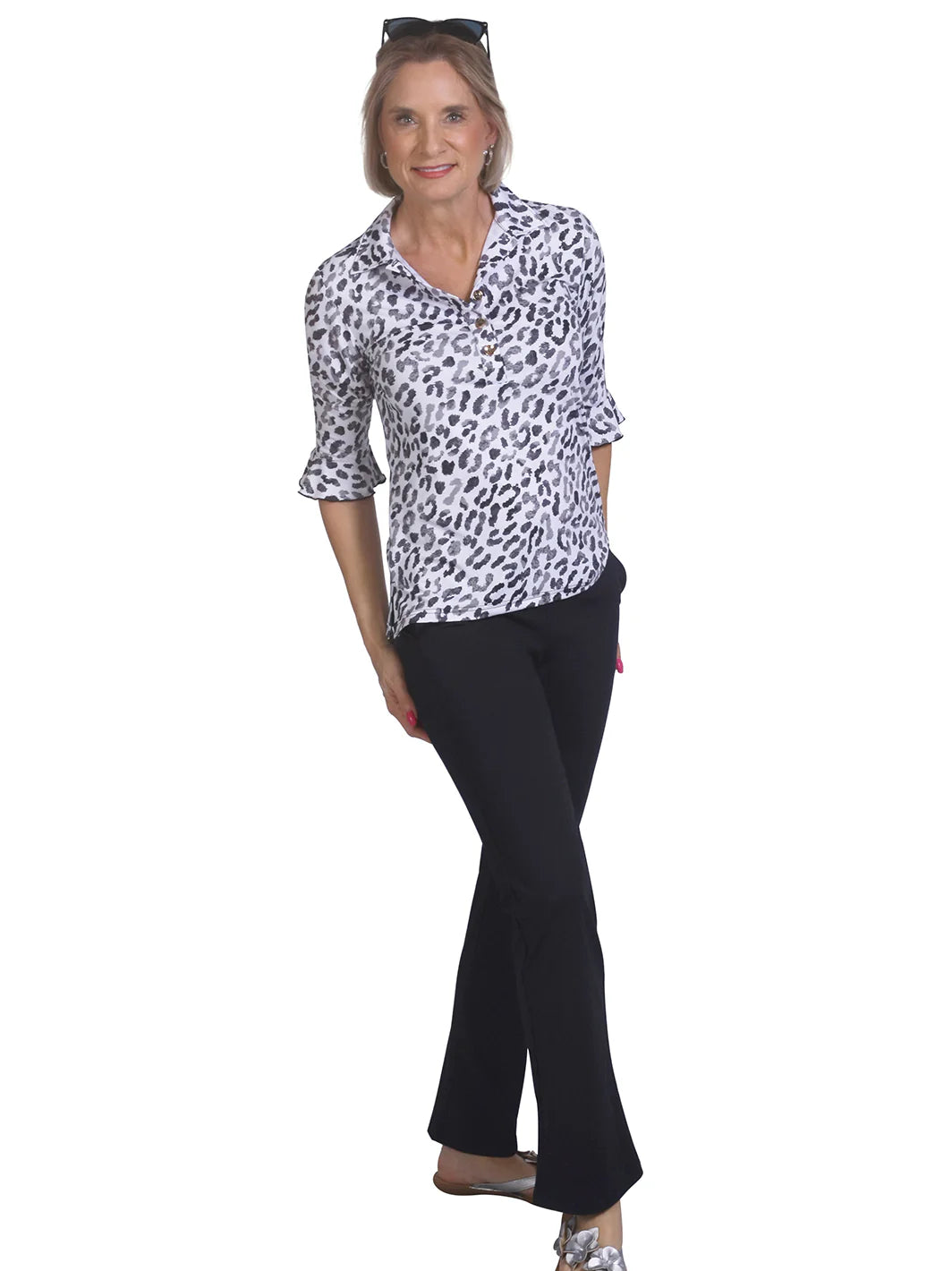 Ana Clare Cherie Solid Casual Pant- Black