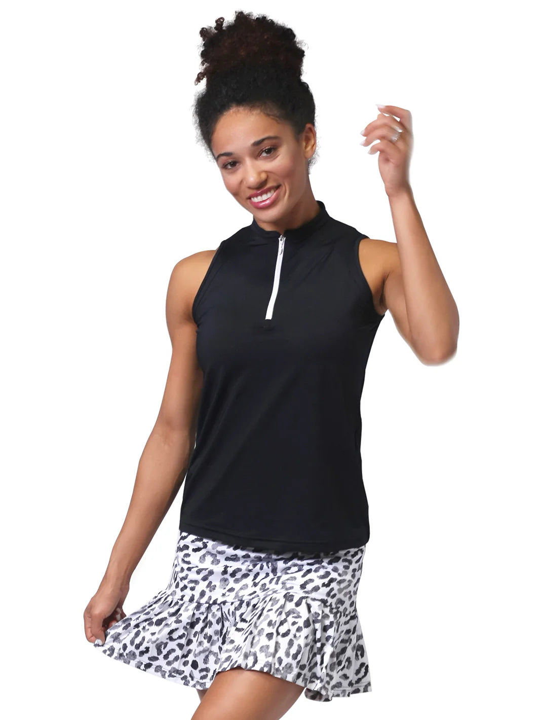 Ana Clare Katie Sport Sleeveless Solid Polo- White or Black