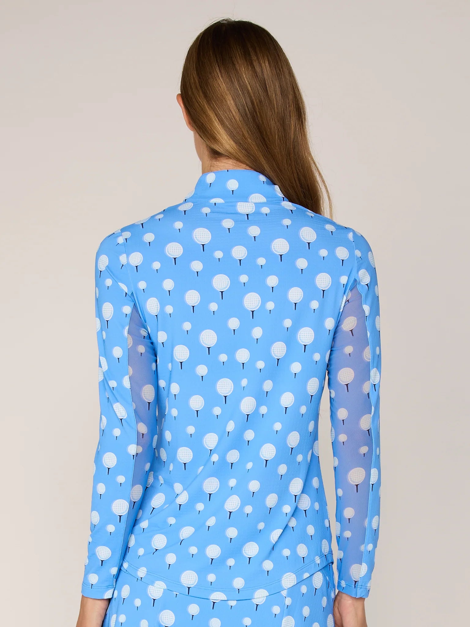 G Lifestyle Tee It Up Quarter Zip Sun Protection Long Sleeve Moc Neck Shirt-Bright Periwinkle