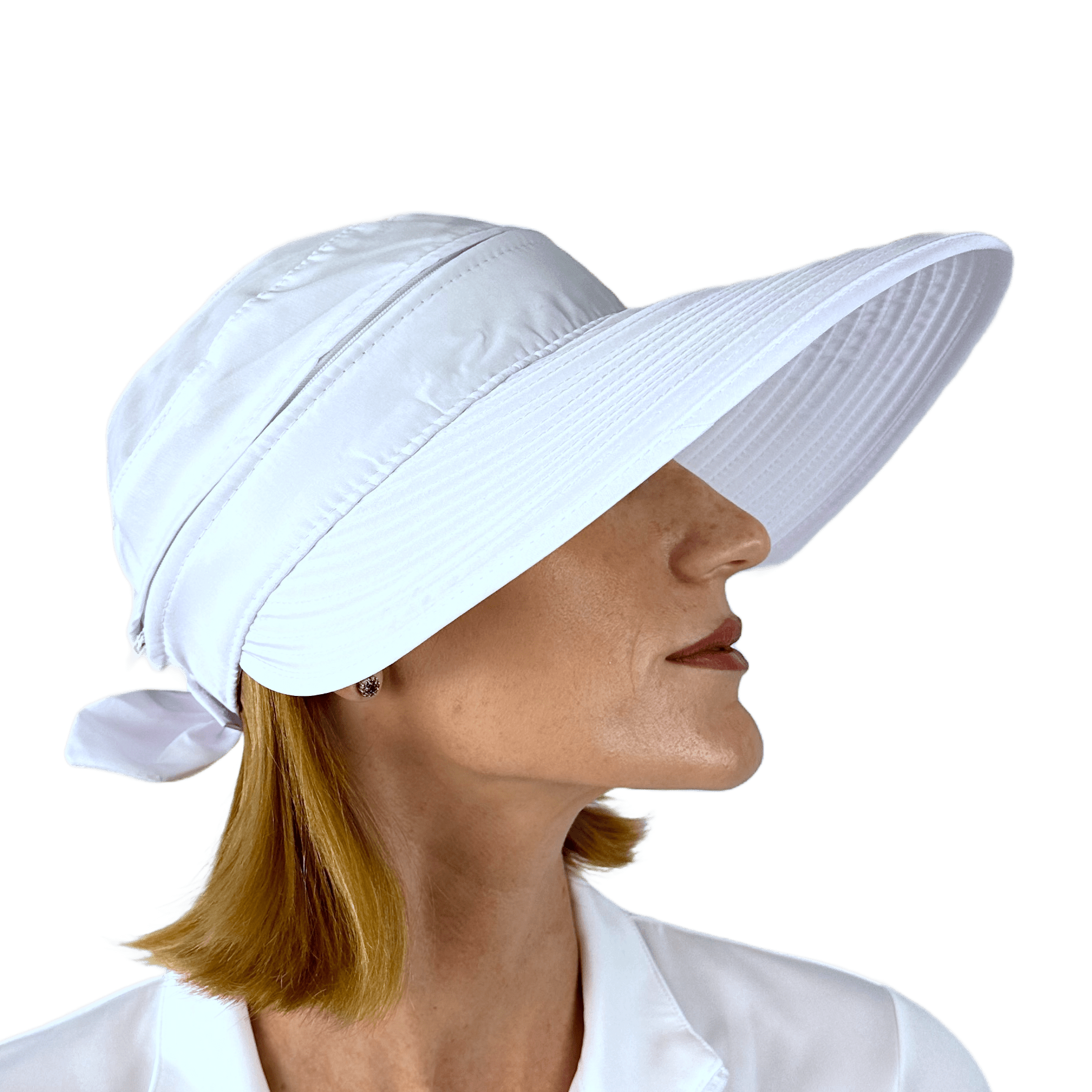 BOG Women's Zip Off Hat-White, Khaki, and Navy