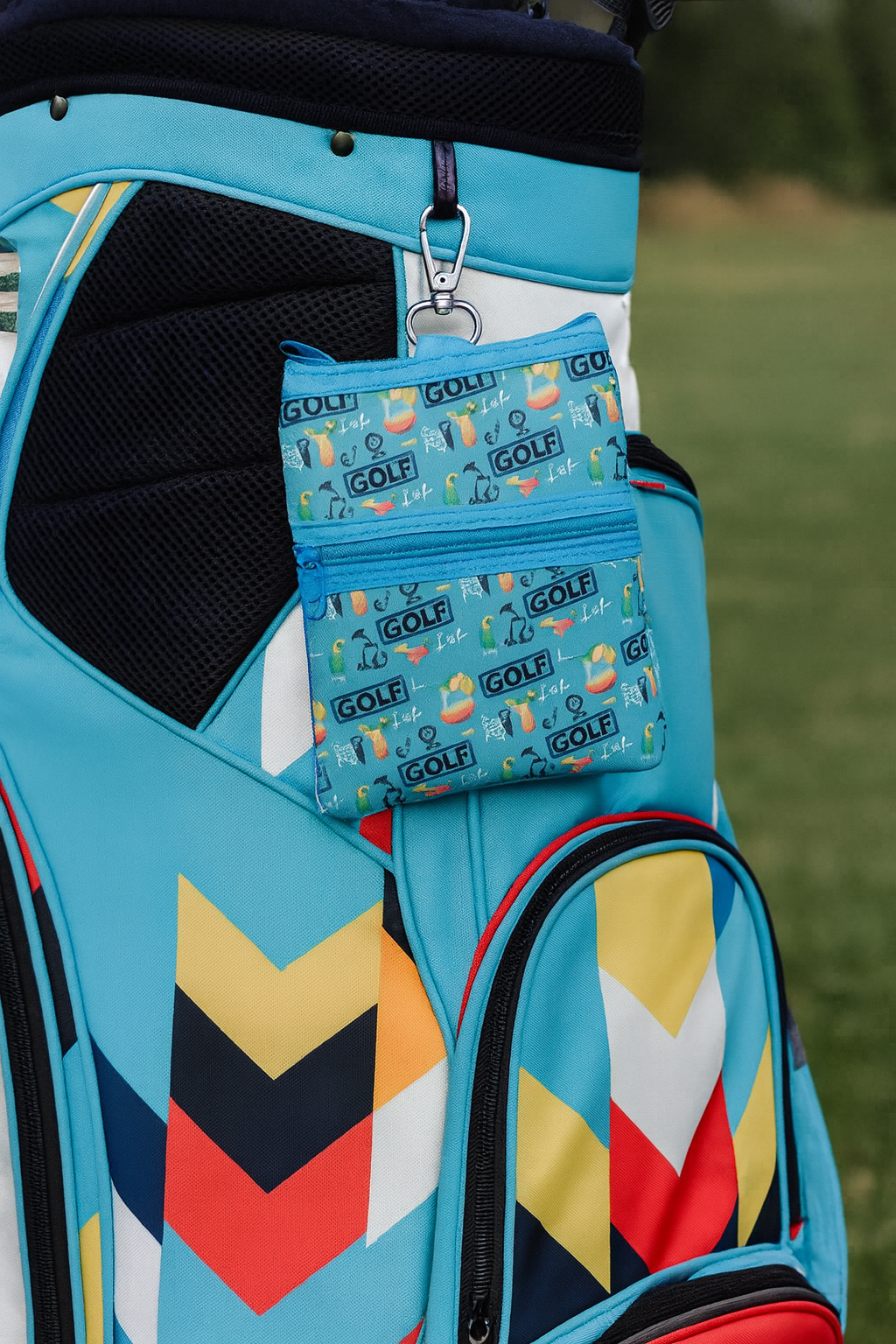 BOG Women's Printed Double Zip Clip On Pouch-Golfaholic Blue Print