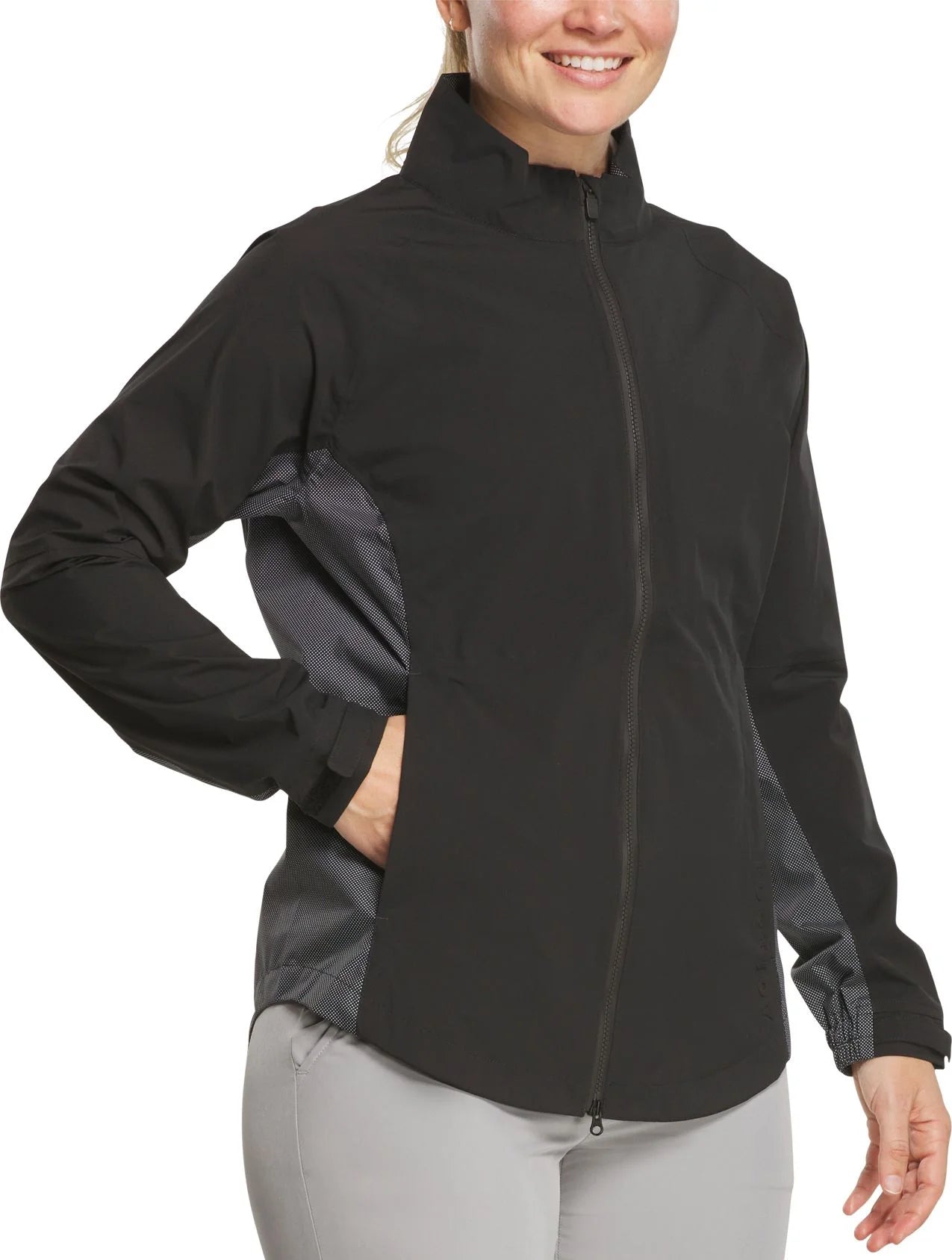 fj rain gear FootJoy Women's Hydrolite X Jacket, Black/White / Medium