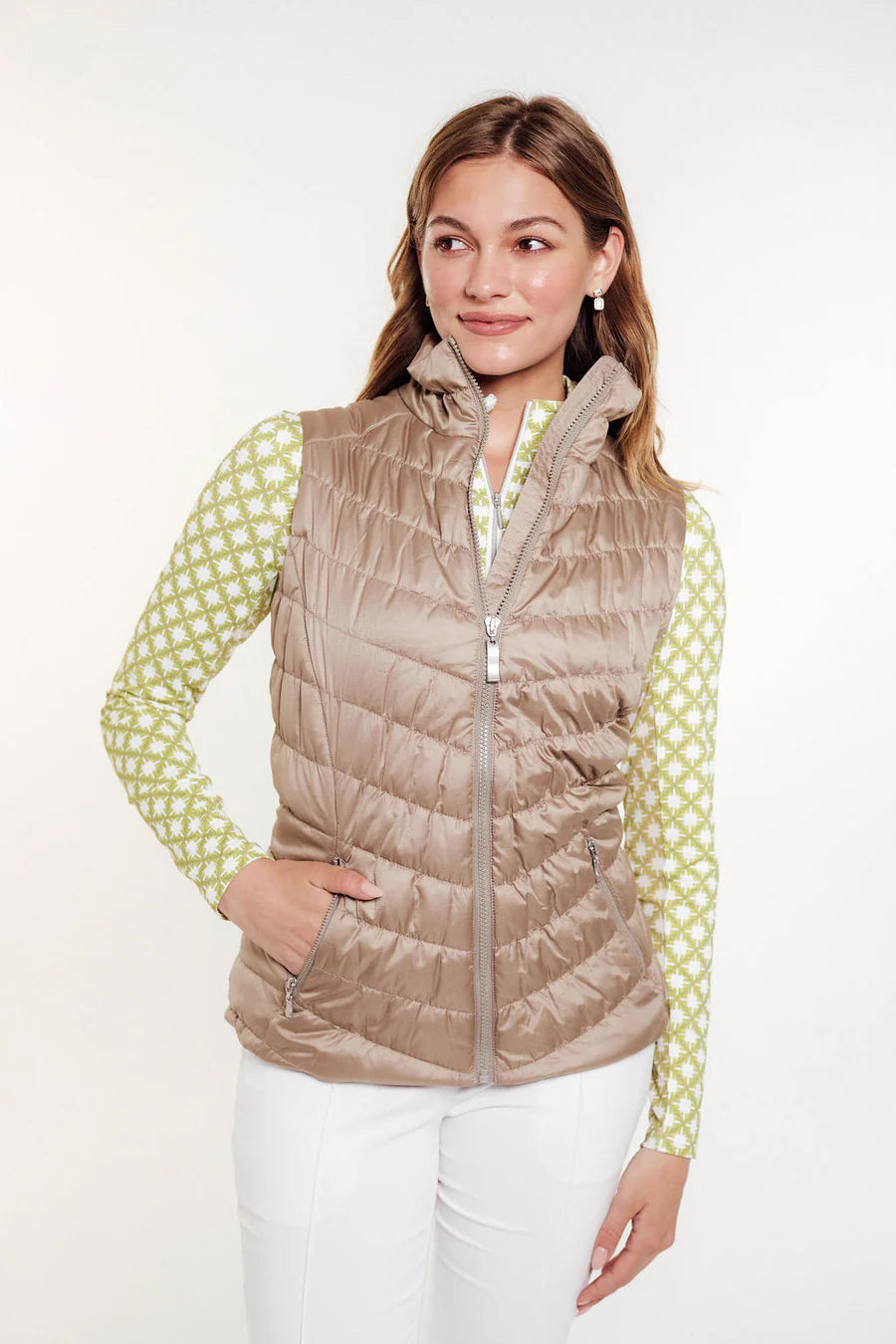 GG Blue-Venus Puff Vest-Taupe