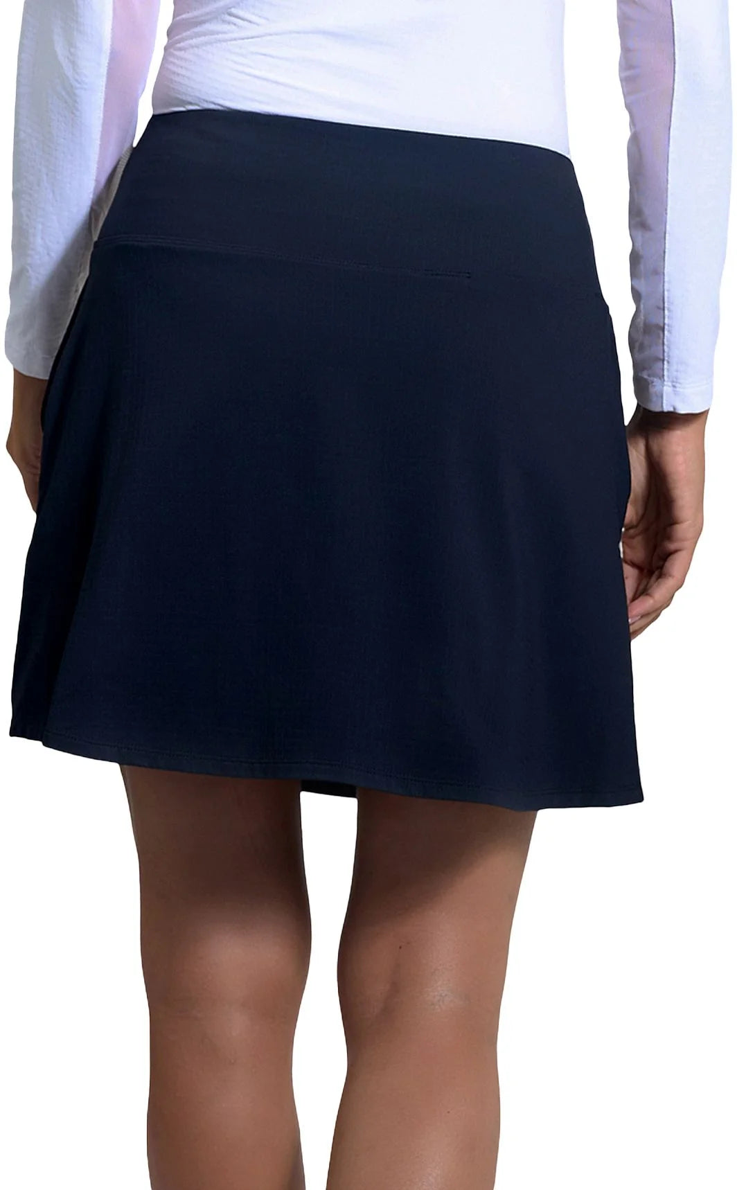 IBKUL Women's 17" Pull On Knit A Line Solid Skort-Black, Turquoise and Red