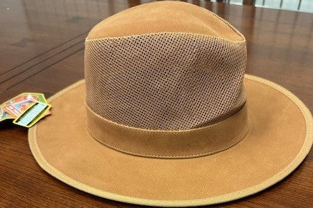 Dorfman Hat Willow Soaker Sun Hat with Mesh Sides-Natural and Tan