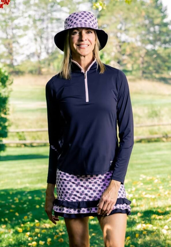 Golftini Pretty in Pink 16.5" Skort-Navy and Pink Print