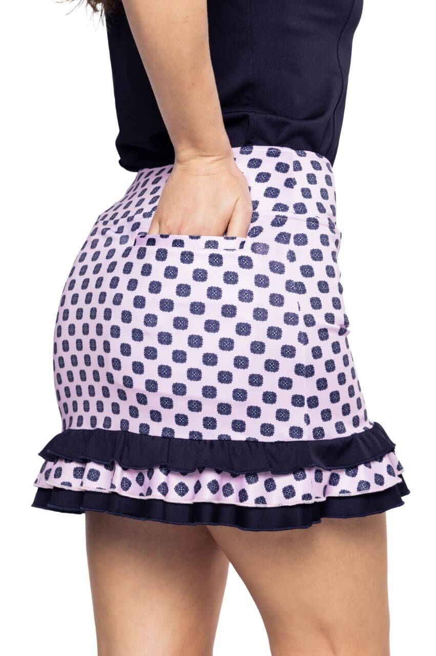 Golftini Pretty in Pink 16.5" Skort-Navy and Pink Print