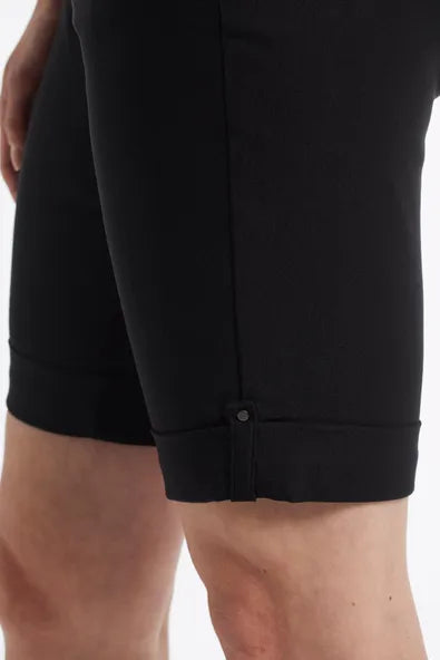 Tribal Flatten It Stretch Pull On Bermuda Shorts with Cuff-Black and White