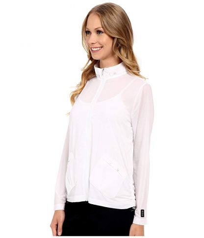 Jamie Sadock Basic Sunsense Super Lightweight Full Zip Sun Jacket-White, Black