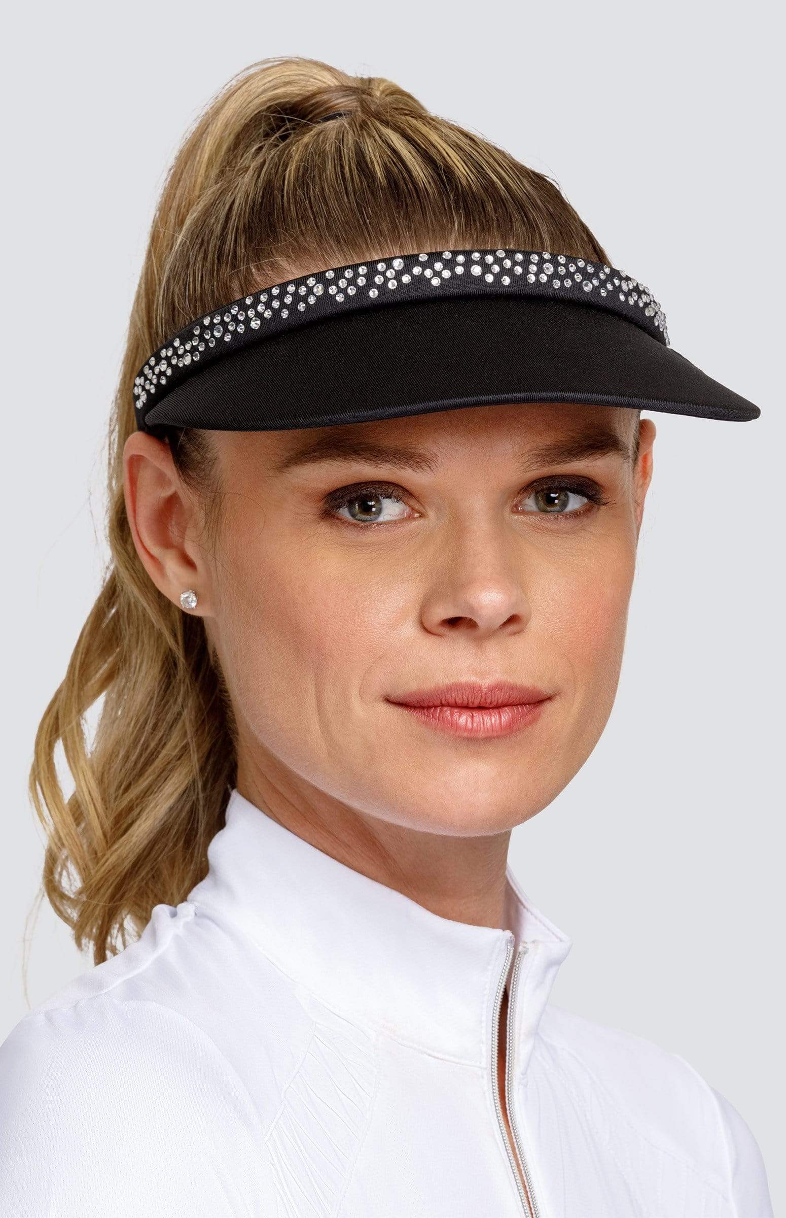 Tail Activewear Rhinestone Trimmed Mid Sized Clip On Visor-Black, White or Pink
